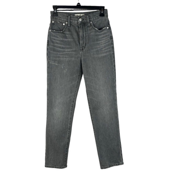 Madewell SZ 25 Perfect Vintage Jeans High-Rise Pockets Whiskered Zip-Fly Gray - Picture 1 of 11